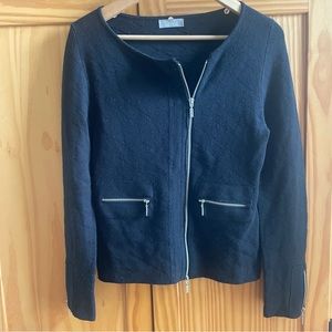 Tania Cashmere & Silk Zip Front Sweater Blazer Jacket